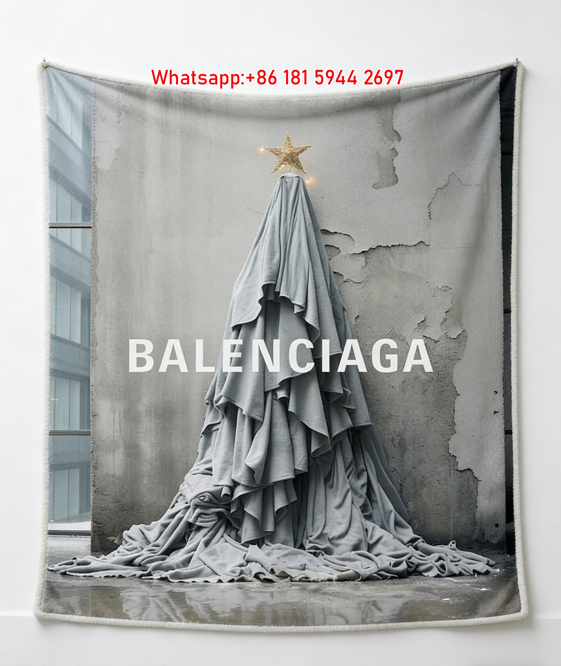 Balenciaga Christmas Tree Blanket Print Flannel Sofa Throw Blanket BA409